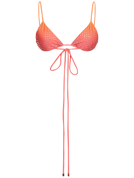 Self-portrait - Orange hotfix triangle bikini top