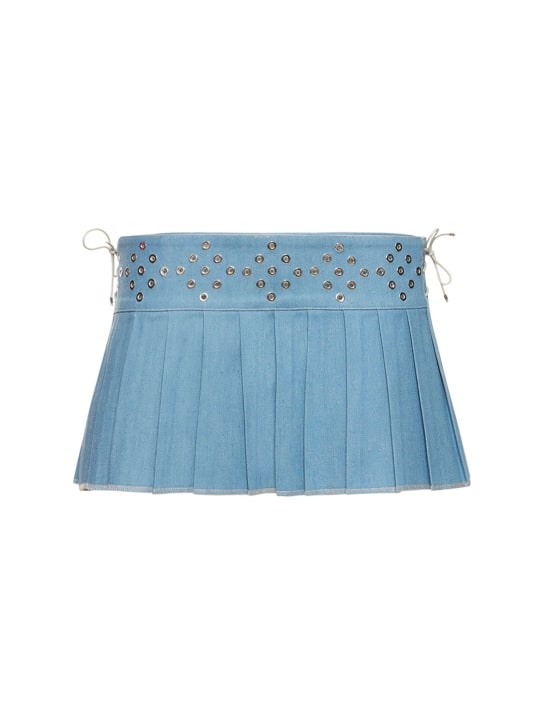 Ludovic de Saint Sernin: Pleated studded denim mini skirt
