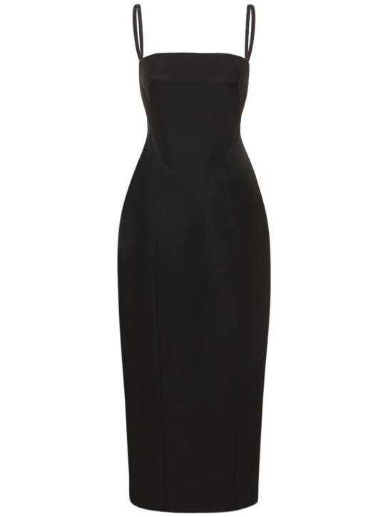 Rosie Assoulin: Faille midi dress w/ tulle inserts