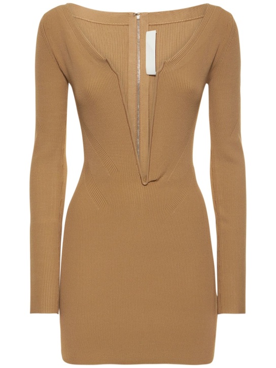 Dion Lee - Vestido mini de punto acanalado con escote en v
