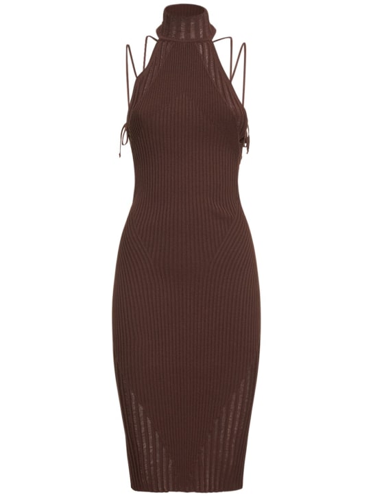 Andreadamo - Robe midi en maille côtelée de viscose mélangée