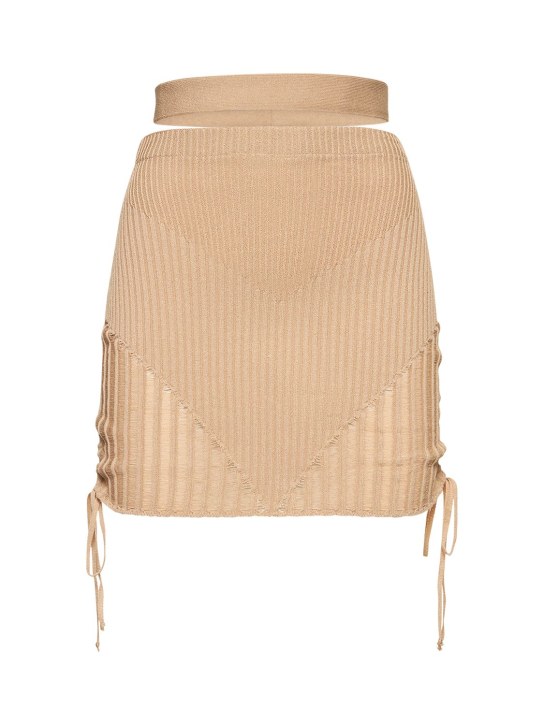 Andreadamo: Jupe taille haute en maille de viscose côtelée