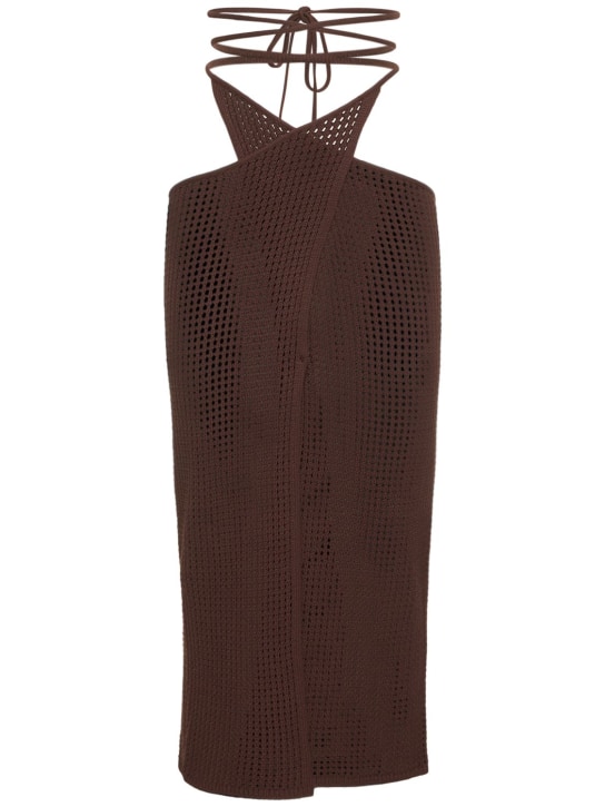 Andreadamo - Viscose blend fishnet knit midi skirt