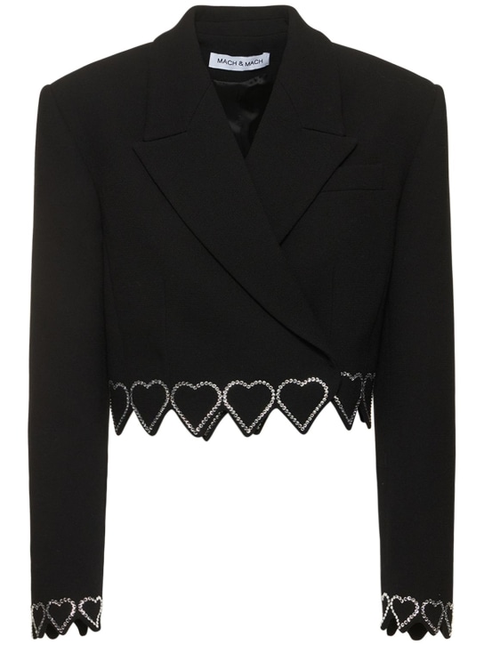 Mach & Mach - Embellished cropped wool crepe blazer
