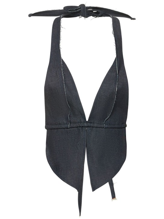 Sami Miro Vintage - Butterfly deadstock raw denim halter top
