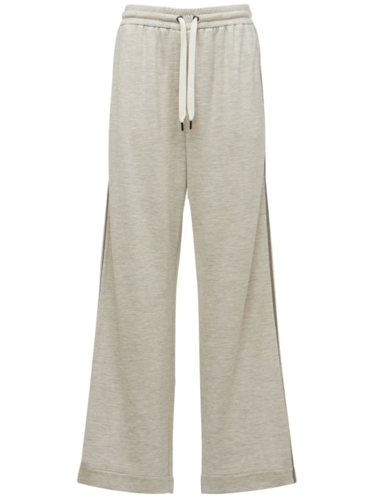 Brunello Cucinelli - Cotton blend jersey wide leg pants