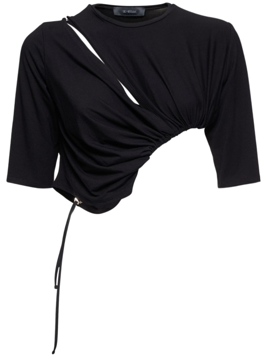 Sid Neigum: Bamboo gathered stretch jersey top