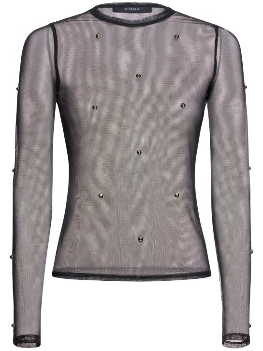 Sid Neigum: Embellished sheer long sleeve top