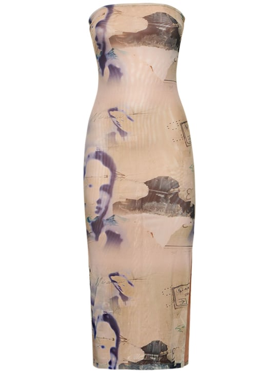Miaou - Lila printed strapless midi dress