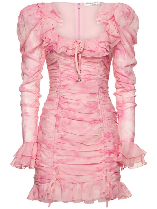 Alessandra Rich: Embellished silk georgette mini dress