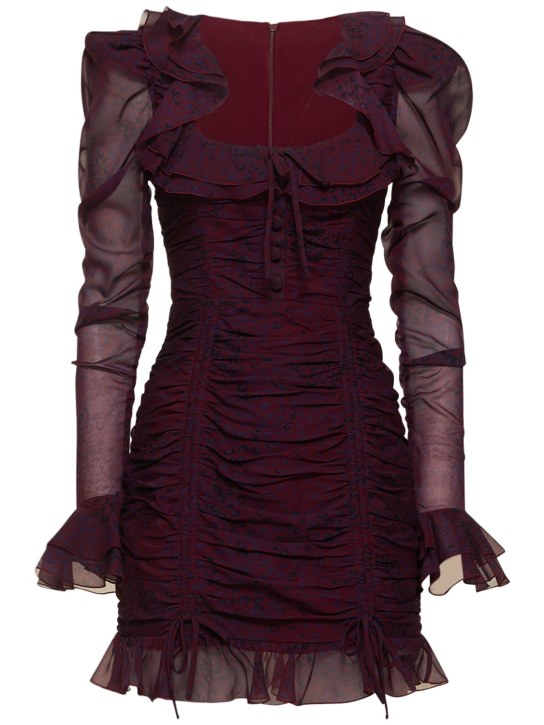 Alessandra Rich - Robe courte en georgette de soie imprimé léopard