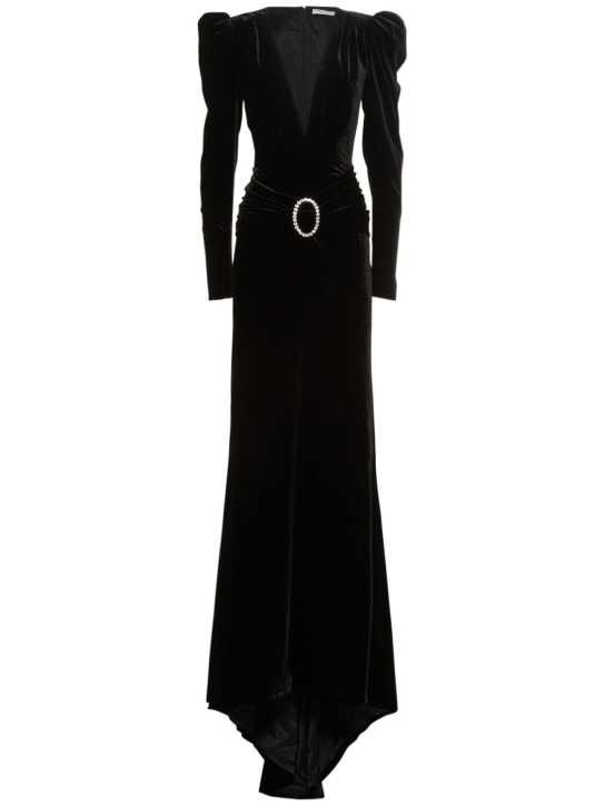 Alessandra Rich - Robe en velours avec boucle en cristaux