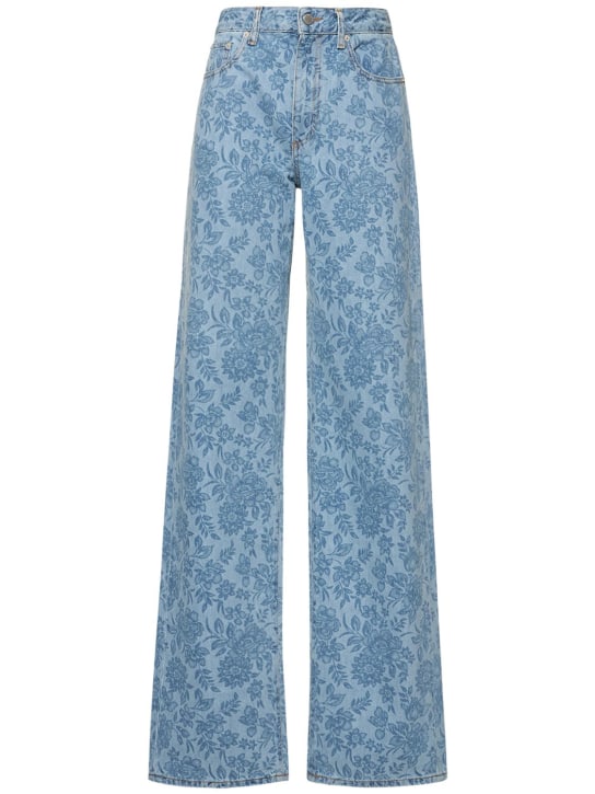 Alessandra Rich - Flower printed denim wide jeans