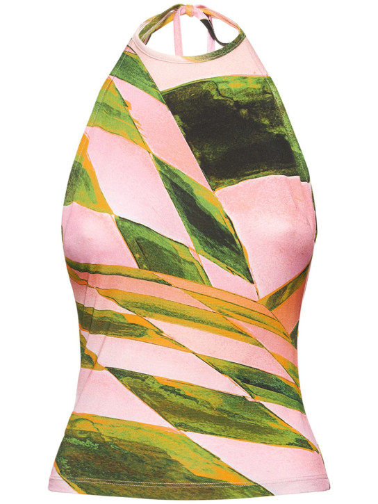 Louisa Ballou - Printed stretch halter top
