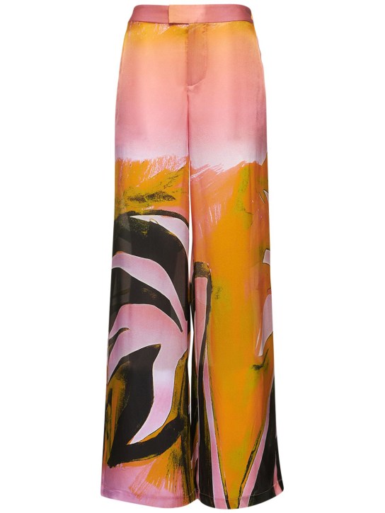 Louisa Ballou: Wide leg printed silk charmeuse pants