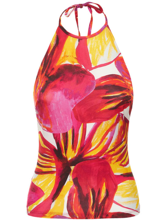 Louisa Ballou - Printed stretch halter top