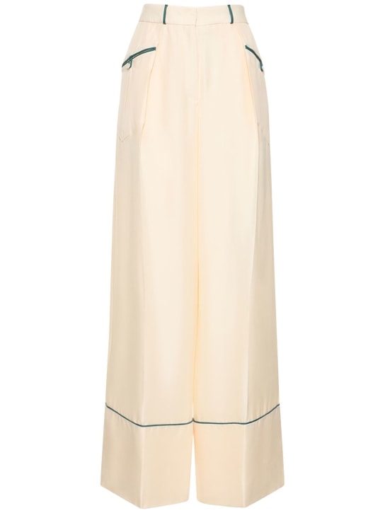 Bally - Seidensatinhose mit Lederborte