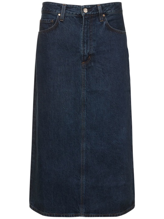 Goldsign: The Low slung cotton denim midi skirt