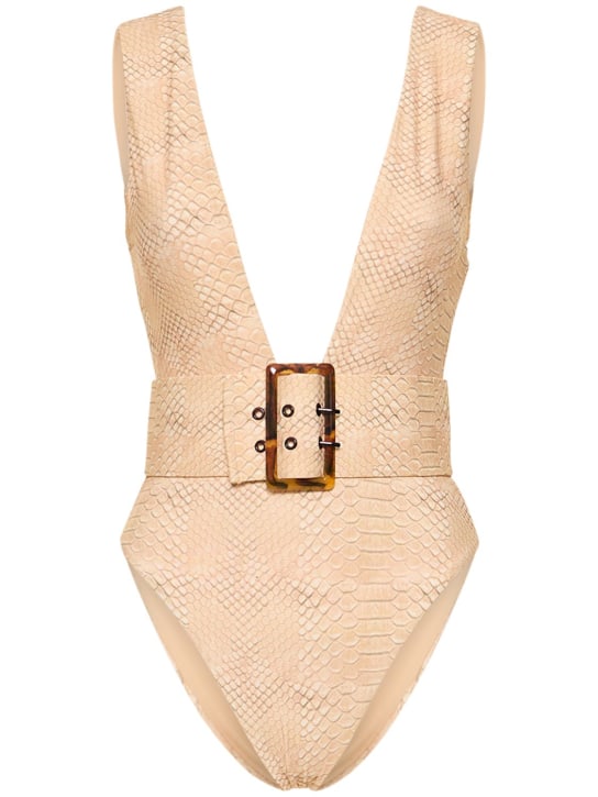 Weworewhat - Belted plunge onepiece swimsuit