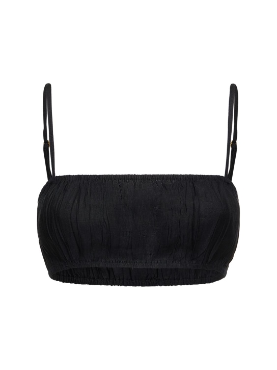 Weworewhat - Ruched linen blend bra top