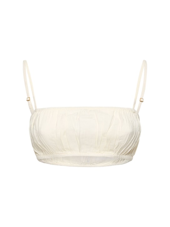 Weworewhat: Ruched linen blend bra top
