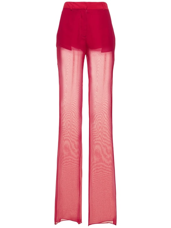 Nensi Dojaka: Pantalon évasé en georgette de soie