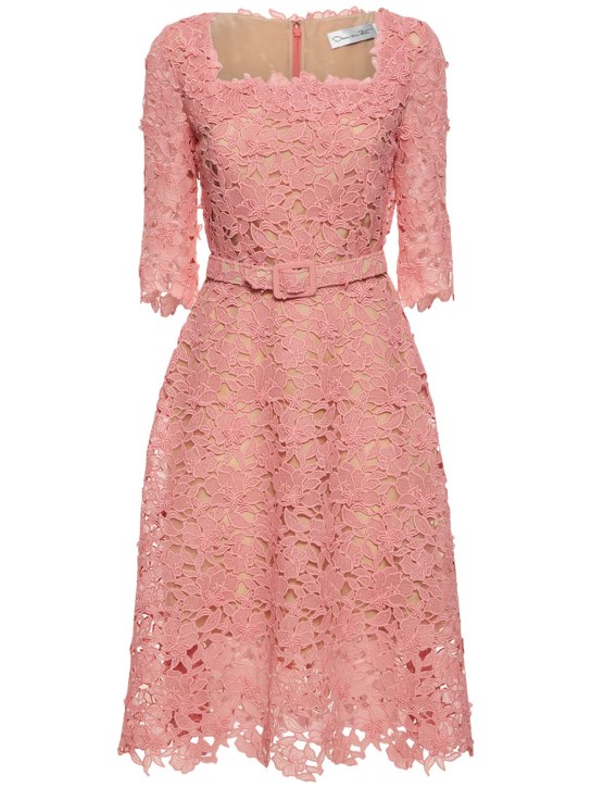 Oscar De La Renta - Robe midi en macramé avec ceinture