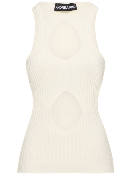Andreadamo: Tank top in maglia di viscosa a costine / cutout