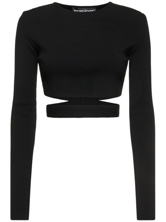 Andreadamo - Stretch knit crop top w/ cutout belt