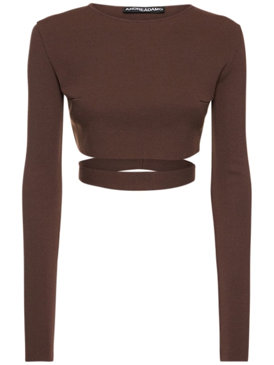 Andreadamo - Stretch knit crop top w/ cutout belt