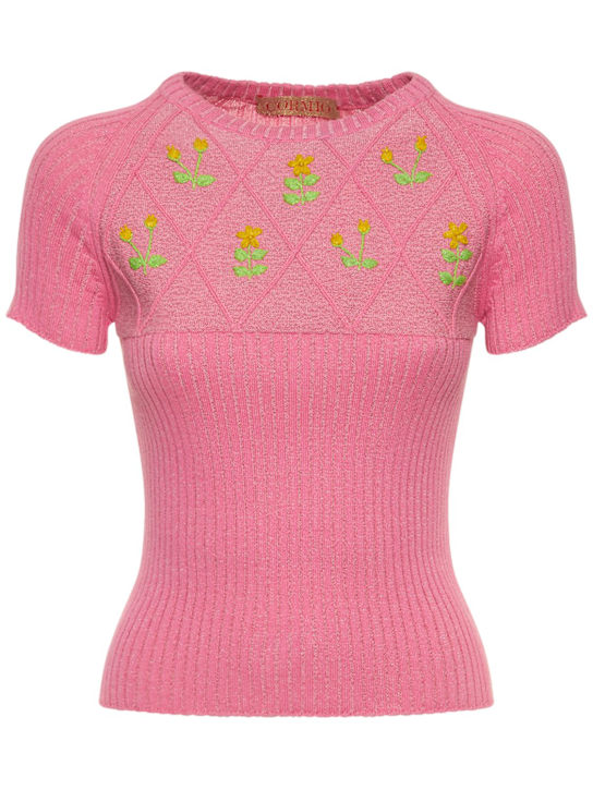 Cormio - Diamond cotton blend knit lurex sweater
