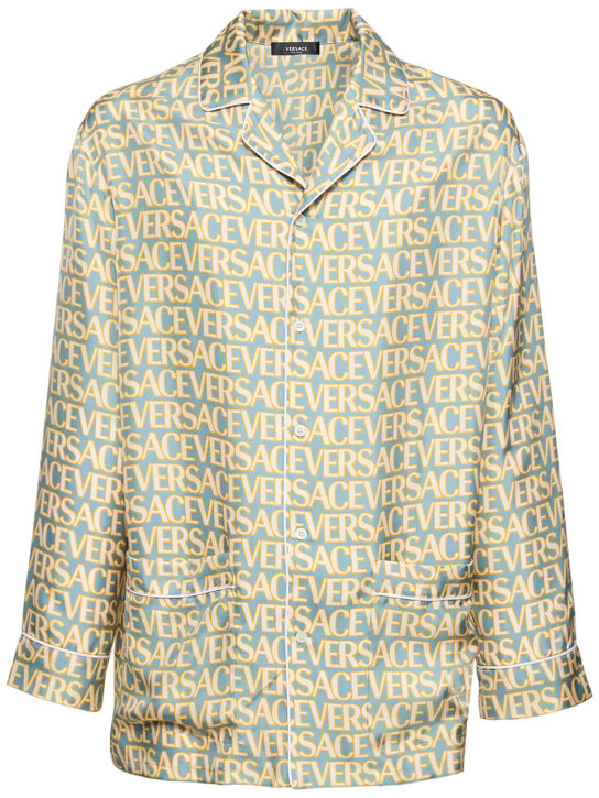 Versace - Chemise en sergé de soie imprimé monogramme