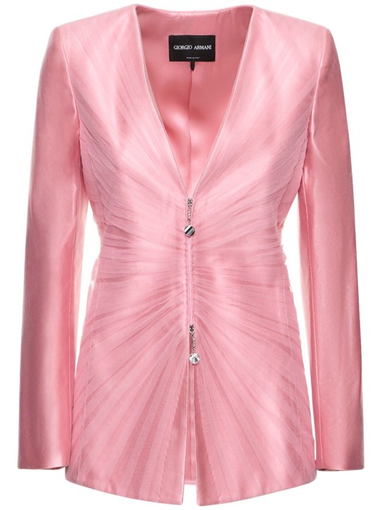 Giorgio Armani - V-neck silk zip blazer