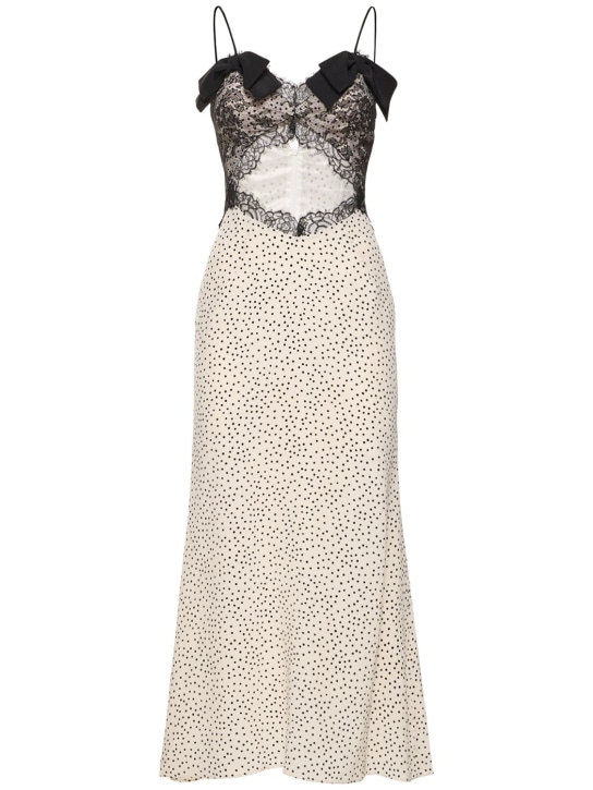 Alessandra Rich - Robe midi en sergé de soie imprimée et dentelle