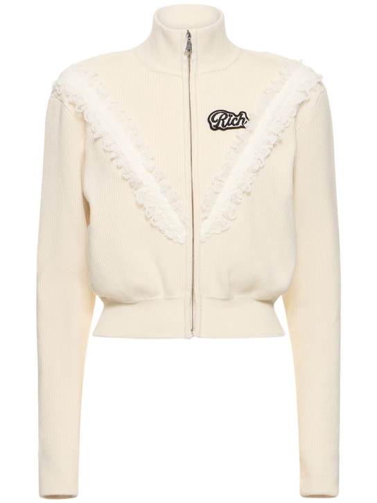 Alessandra Rich - Gerippte Strickjacke mit Rollkragen