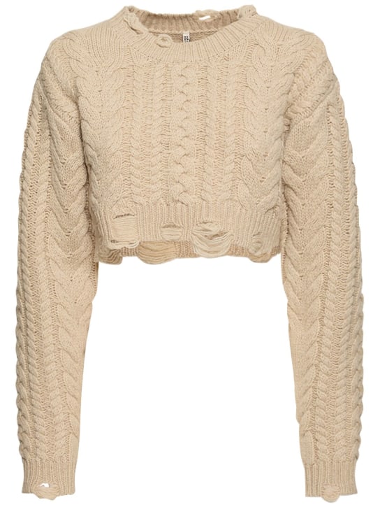 R13: Maglia cropped a trecce distressed