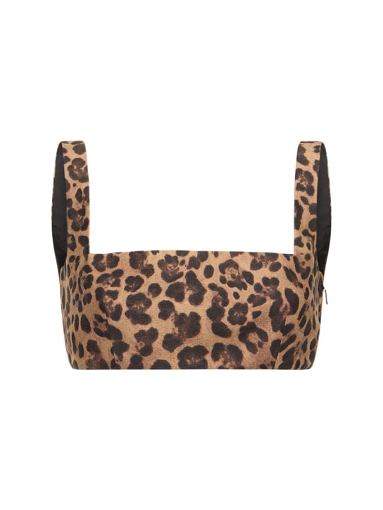 Valentino - Leopard print wool & silk crepe crop top