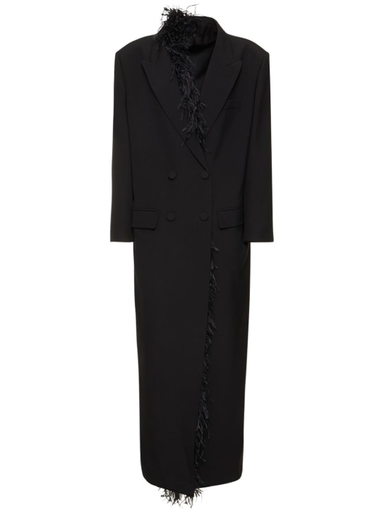 Valentino - Double breast wool coat w/feathers