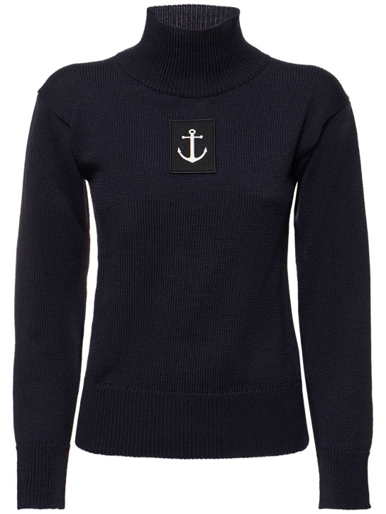 Jil Sander - Pull-over à col roulé en maille de laine à logo