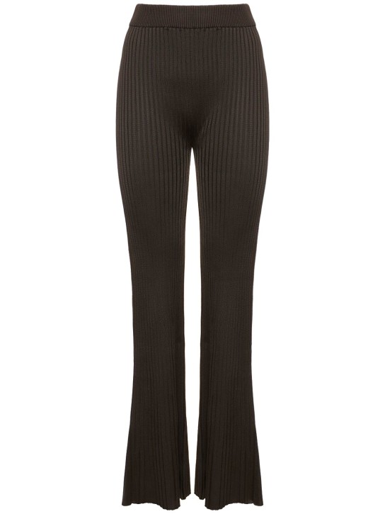 Jil Sander: Pantalon évasé en viscose ultra-fine côtelée