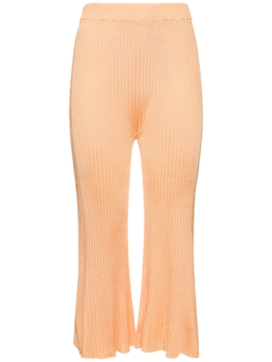 Jil Sander - Pantalon court évasé en jersey de viscose côtelée