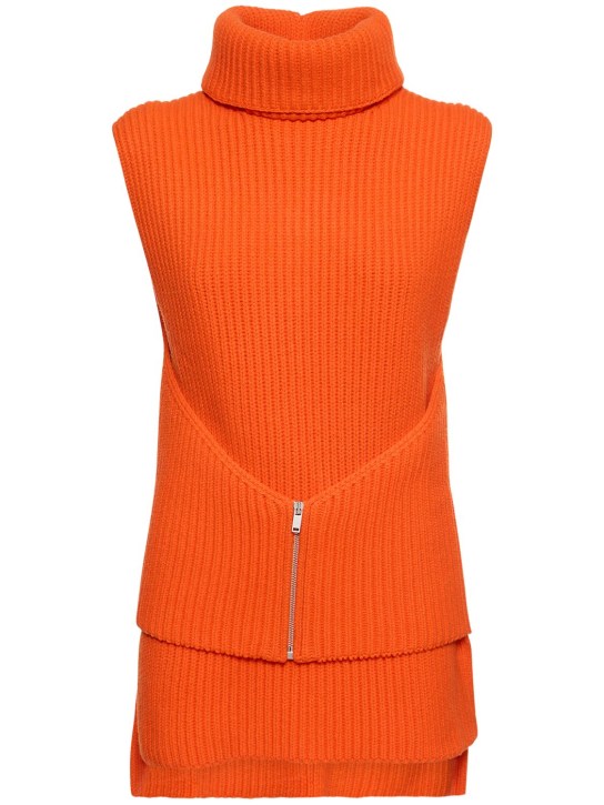 Jil Sander - Gilet en maille de laine avec détail zippé