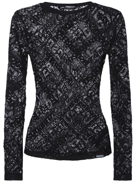 Dsquared2 - Logo sheer lace long sleeve top