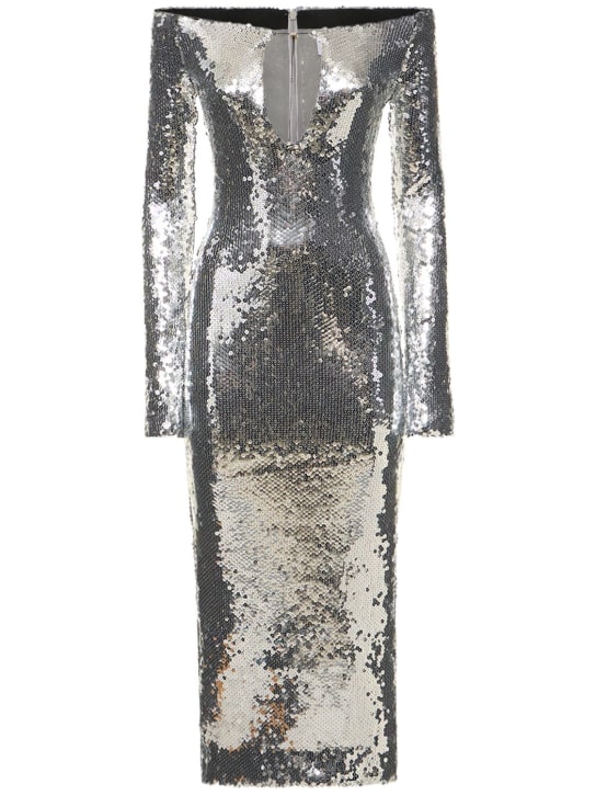 16arlington - Robe midi en sequins avec liens à nouer Solar