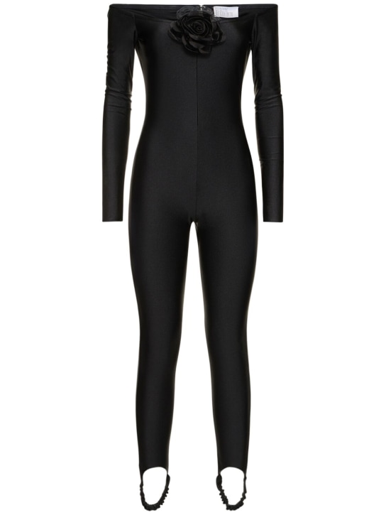 Shiny stretch jersey jumpsuit