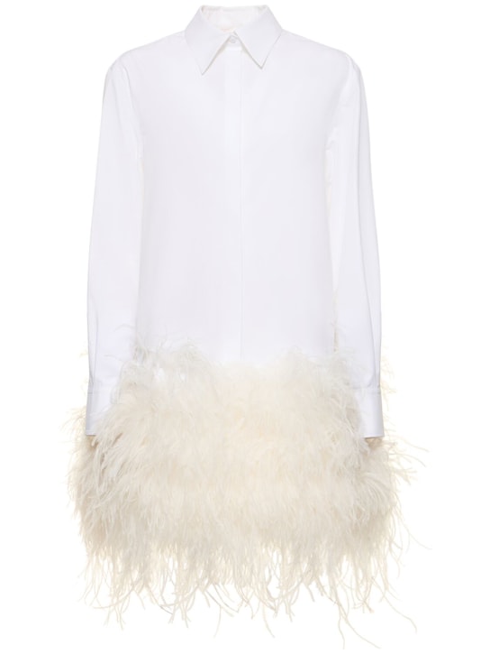Valentino: Vestito in popeline di cotone / piume