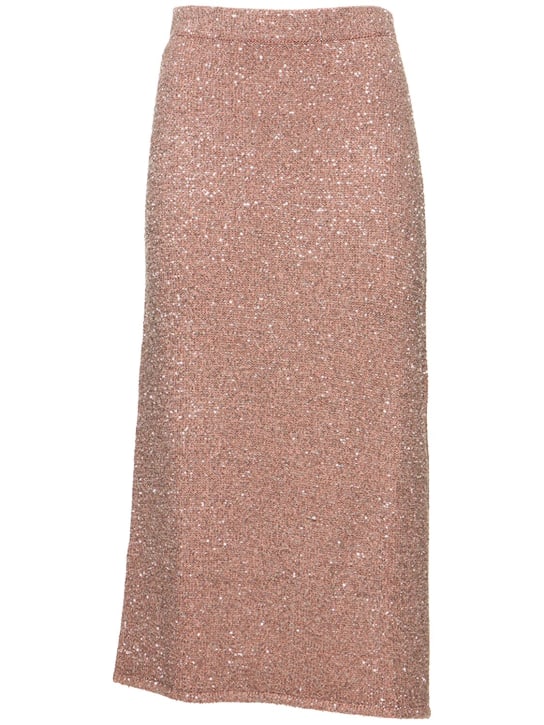ALTUZARRA: Jupe midi en maille à sequins Milos