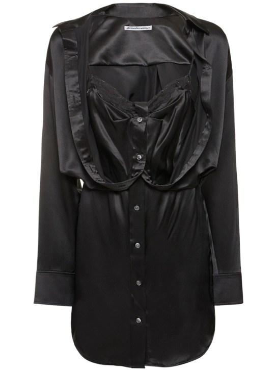 Alexander Wang: Vestido camisero de seda con top
