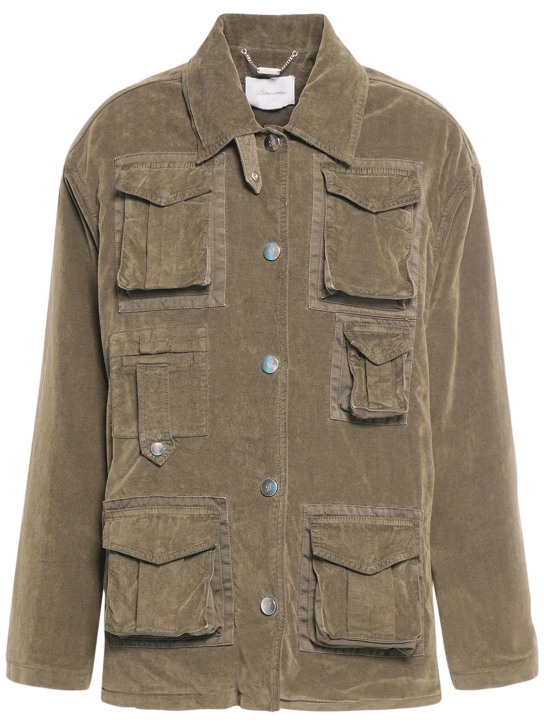 Blumarine: Oversized Samtjacke mit Taschen
