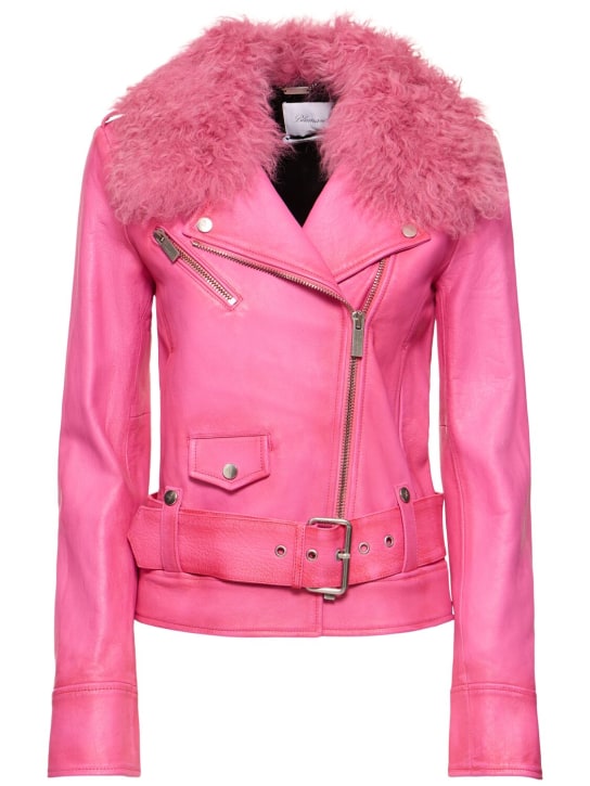 Blumarine - Lederjacke mit Kunstpelzkragen